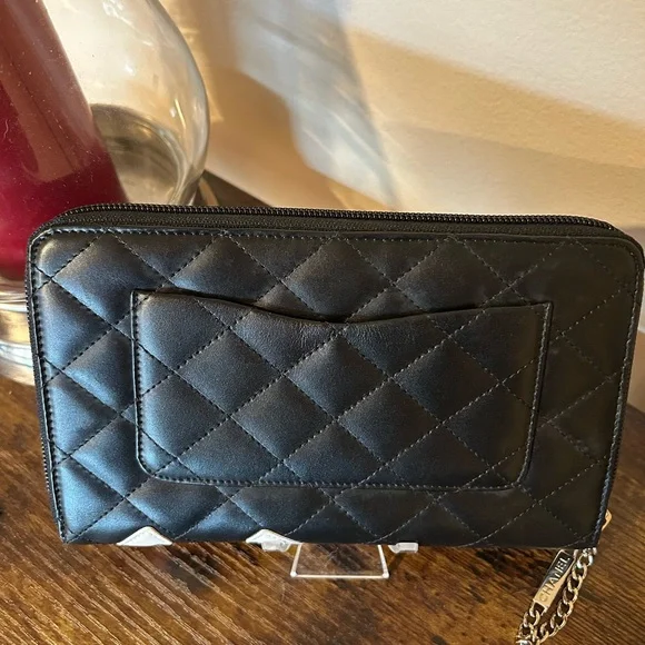 Authentic Chanel Black Calfskin Cambon Long Zip Wallet w Authenticity card - Picture 5 of 11